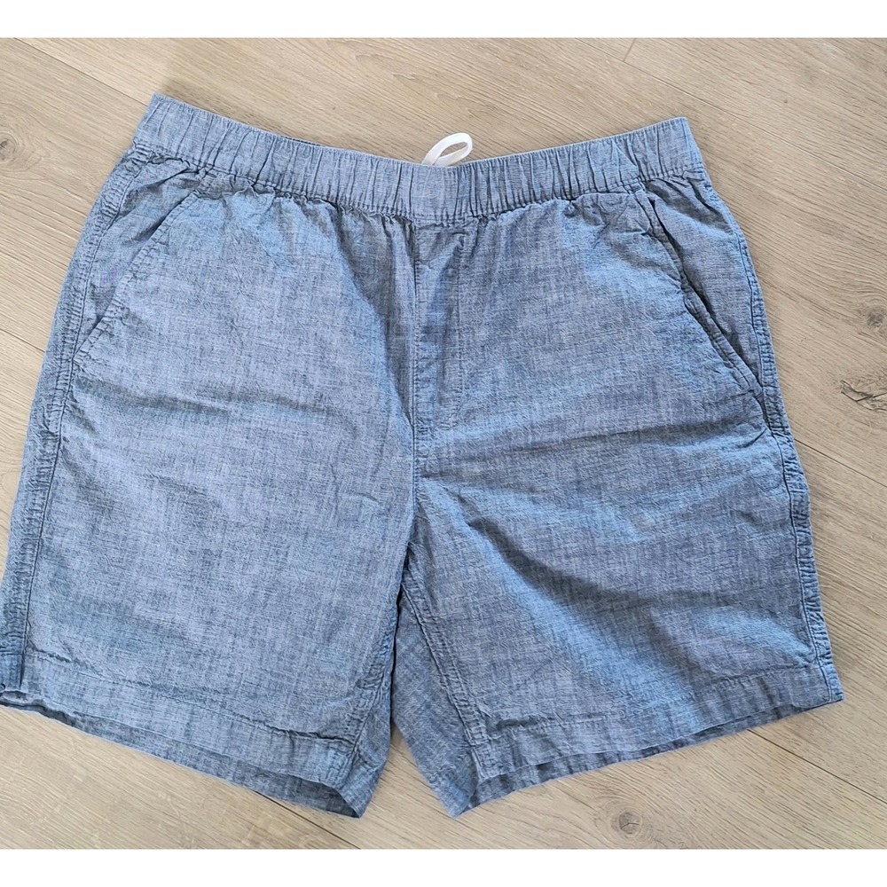 Men's Free Assembly Pull On Shorts Chambray Size Medium 100% Cotton 7"  EUC